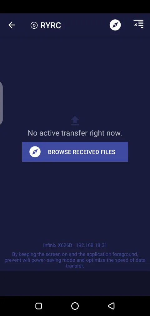 Send Files To TV Android app transferring a file wirelessly